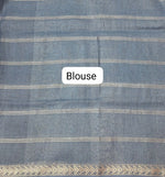 Steel Blue Pure Linen Saree Blouse
