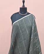 Dark Grey Pure Linen Saree 1