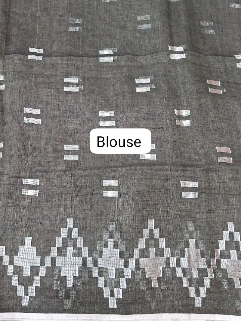 Dark Grey Pure Linen Saree Blouse