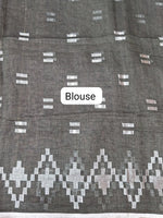 Dark Grey Pure Linen Saree Blouse