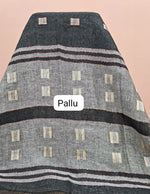 Deep Black Pure Linen Saree pallu