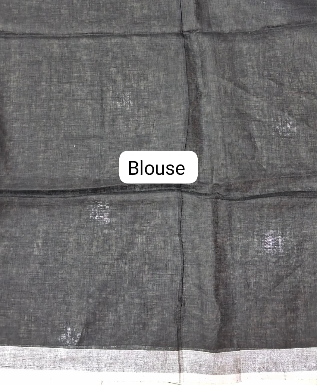 Dark Black Pure Linen Saree Blouse