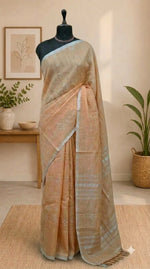 Light Yellow Pure Linen Saree