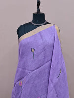 Lavender Pure Silk Linen saree 1