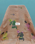 Peach Pure Silk Linen saree pallu