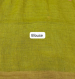 Bright Green Pure Silk Linen saree Blouse