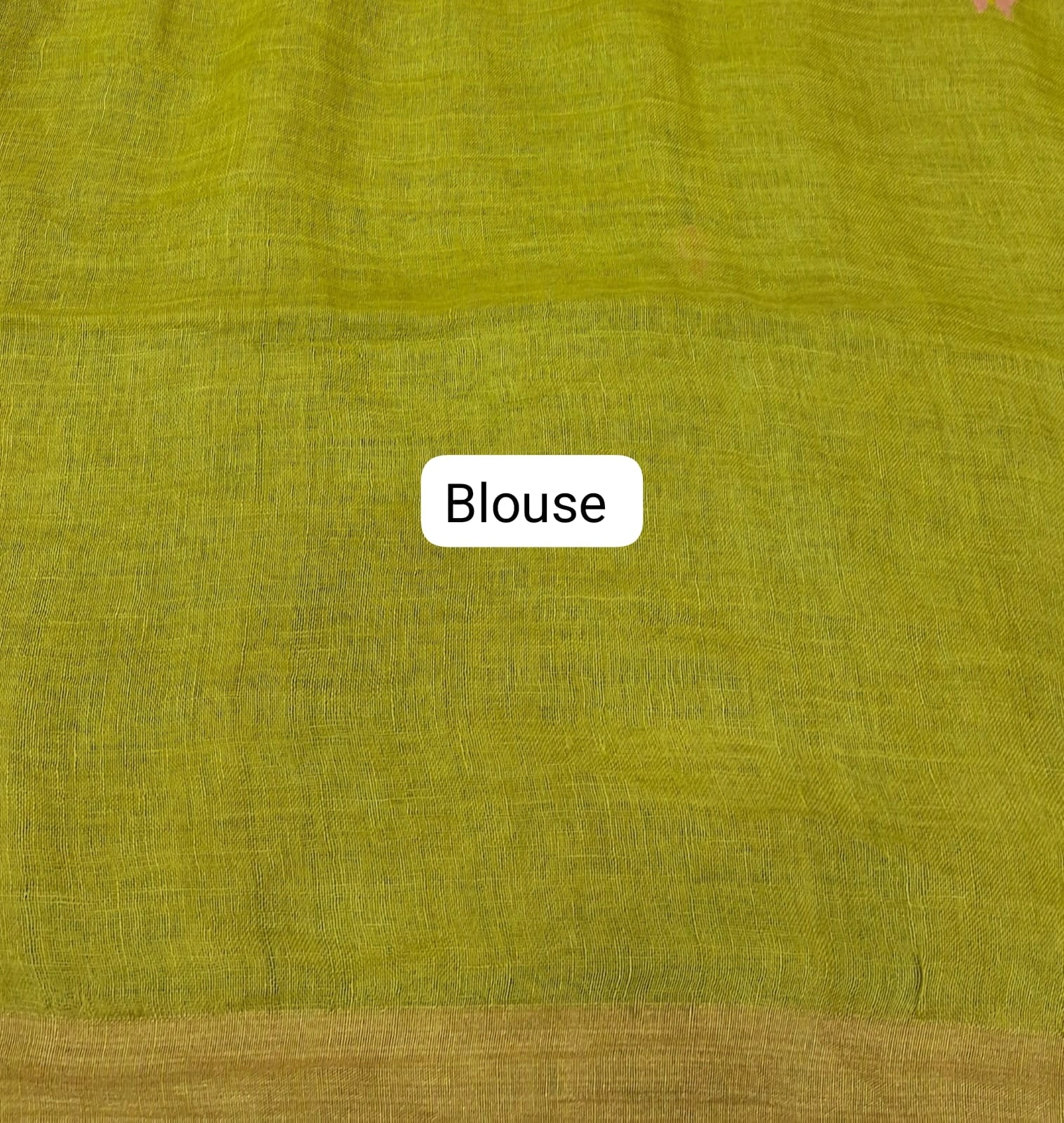 Bright Green Pure Silk Linen saree Blouse