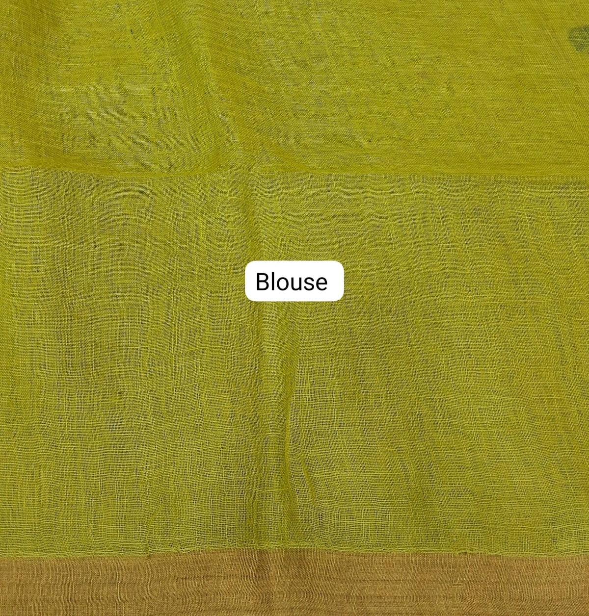 Leaf Green Pure Silk Linen saree Blouse