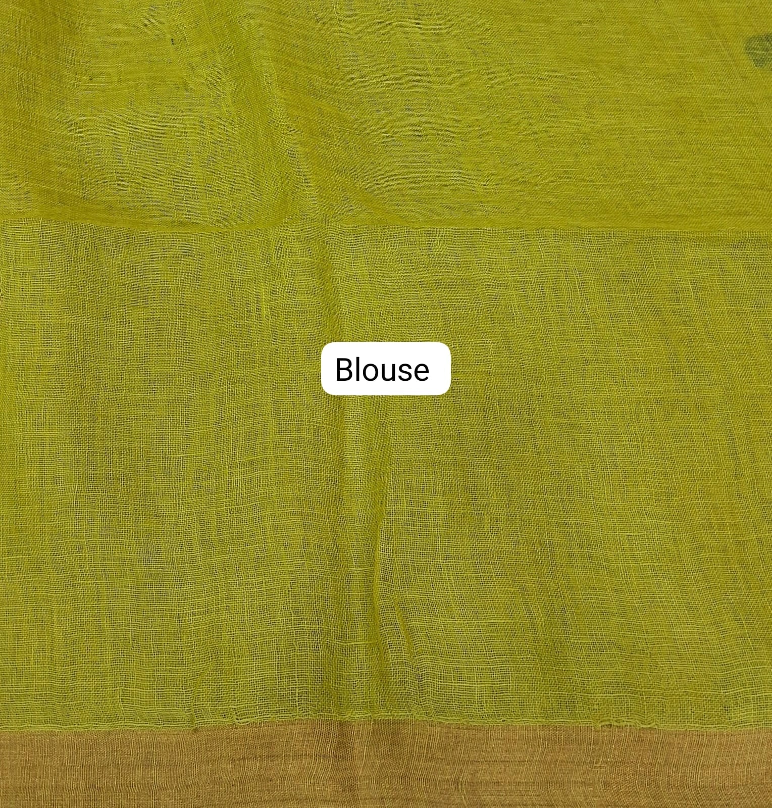 Leaf Green Pure Silk Linen saree Blouse