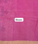 Dark Pink Pure Silk Linen saree Blouse