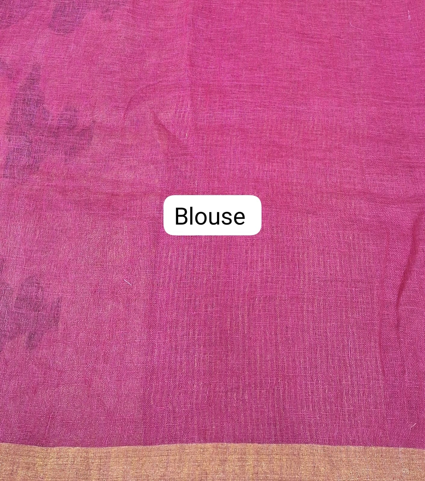 Dark Pink Pure Silk Linen saree Blouse