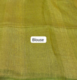 Olive Green Pure Plain Silk Linen saree Blouse