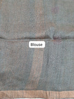 Metal Grey Pure Silk Linen Saree Blouse