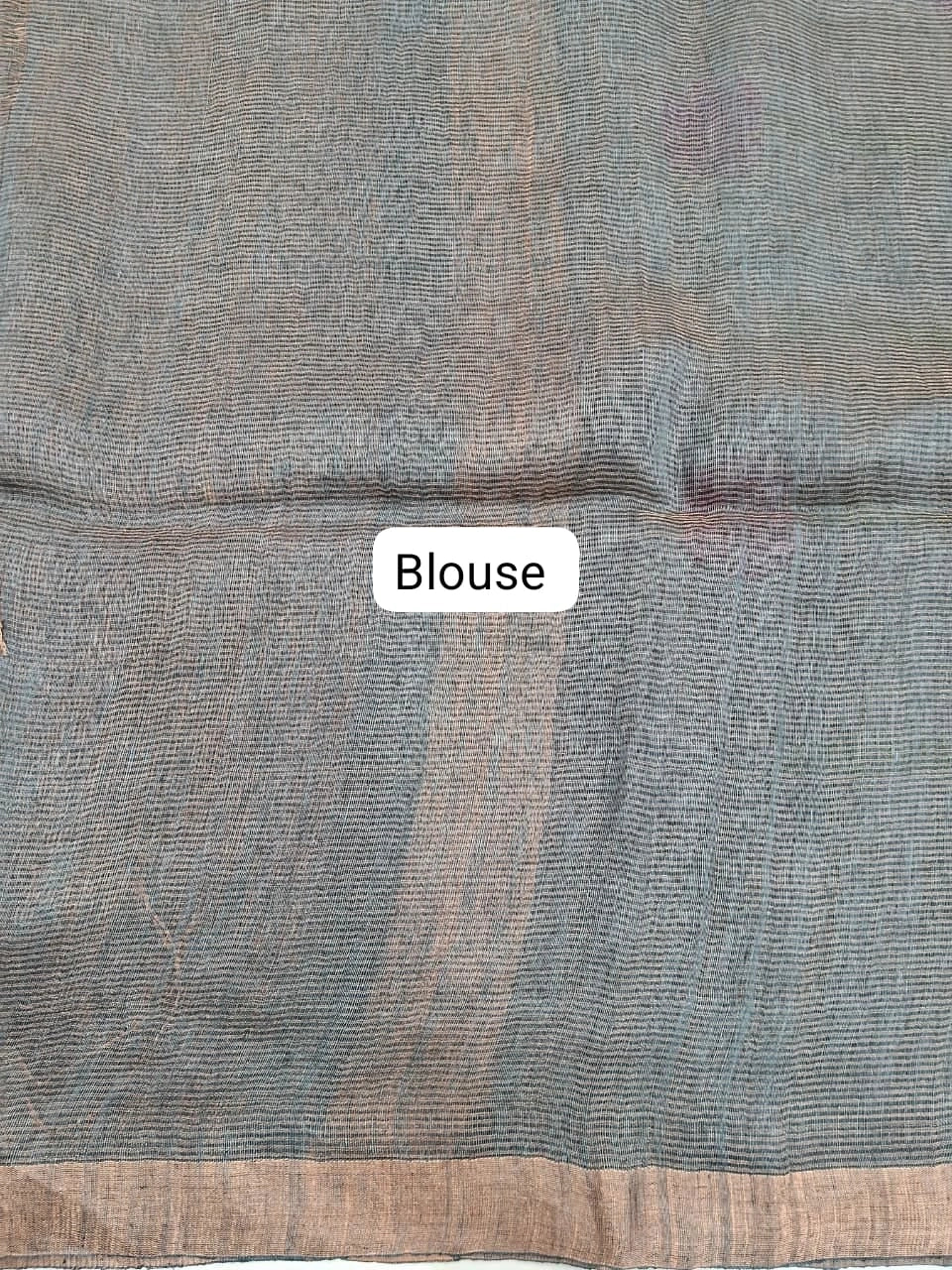 Metal Grey Pure Silk Linen Saree Blouse