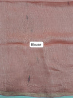 Peach Pure Silk Linen Saree Blouse