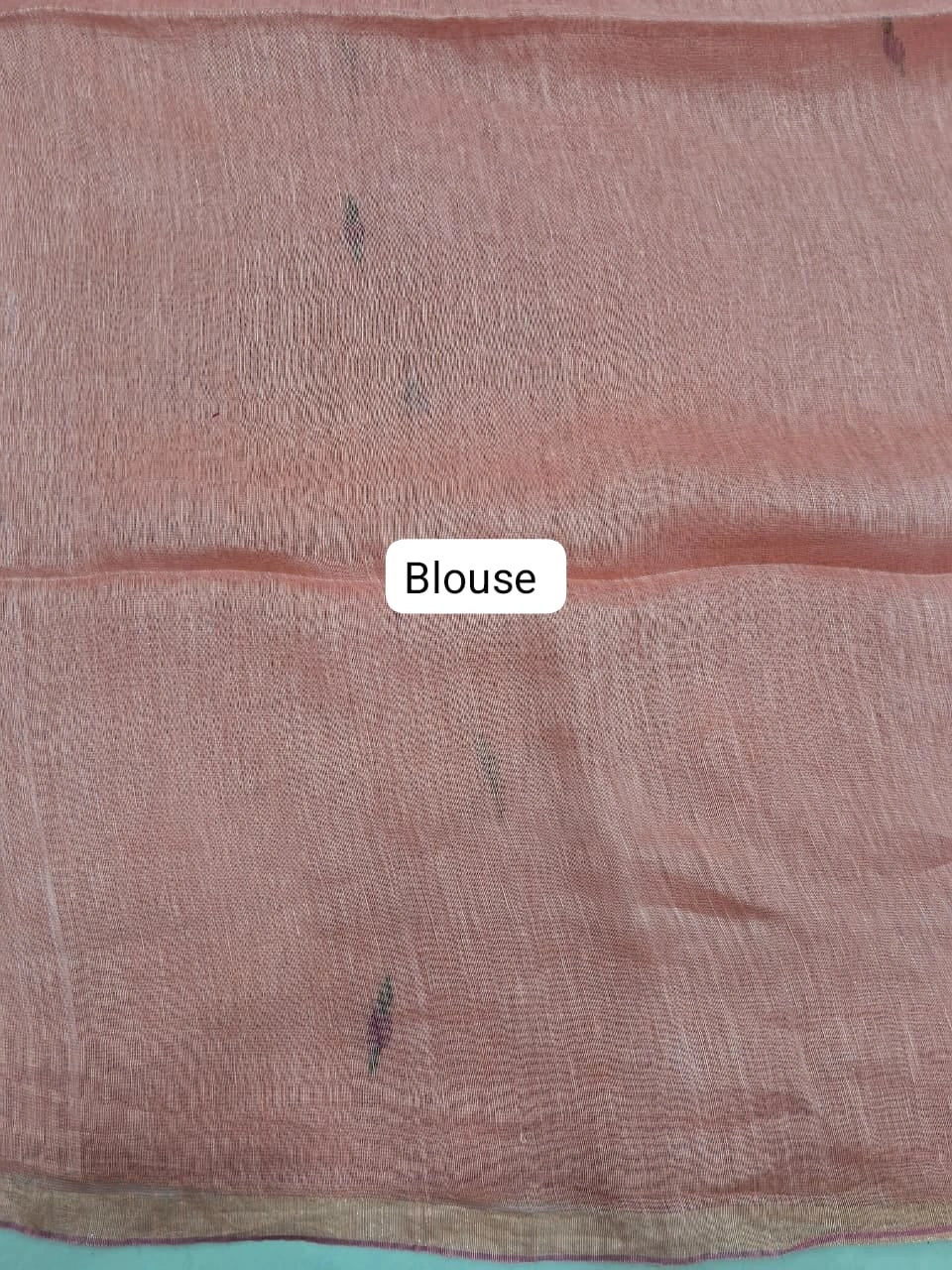 Peach Pure Silk Linen Saree Blouse