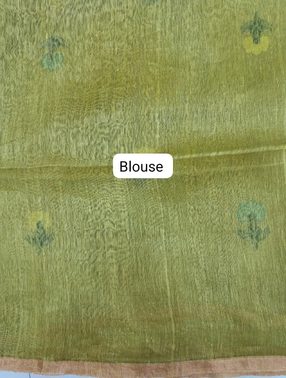 Bright Green Pure Silk Linen Saree blouse