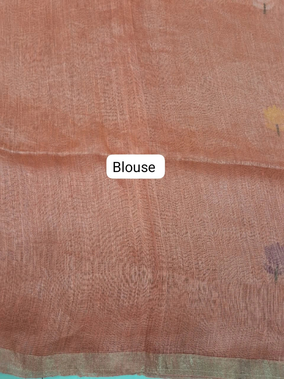 Dark Peach Pure Silk Linen Saree Blouse
