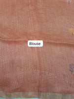 Dark Peach Pure Silk Linen Saree Blouse