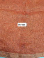 Dark Orange Pure Silk Linen Saree Blouse