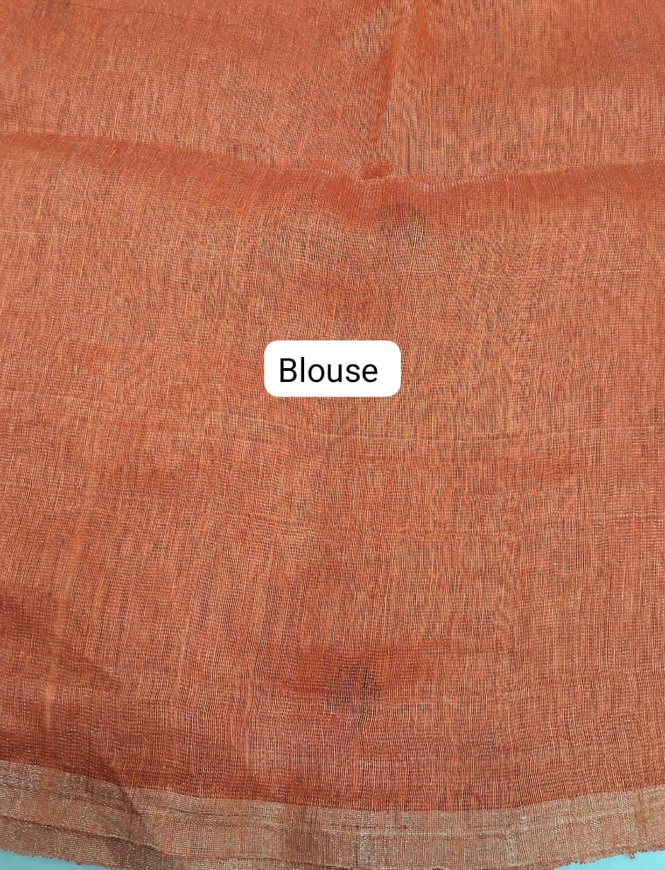 Dark Orange Pure Silk Linen Saree Blouse