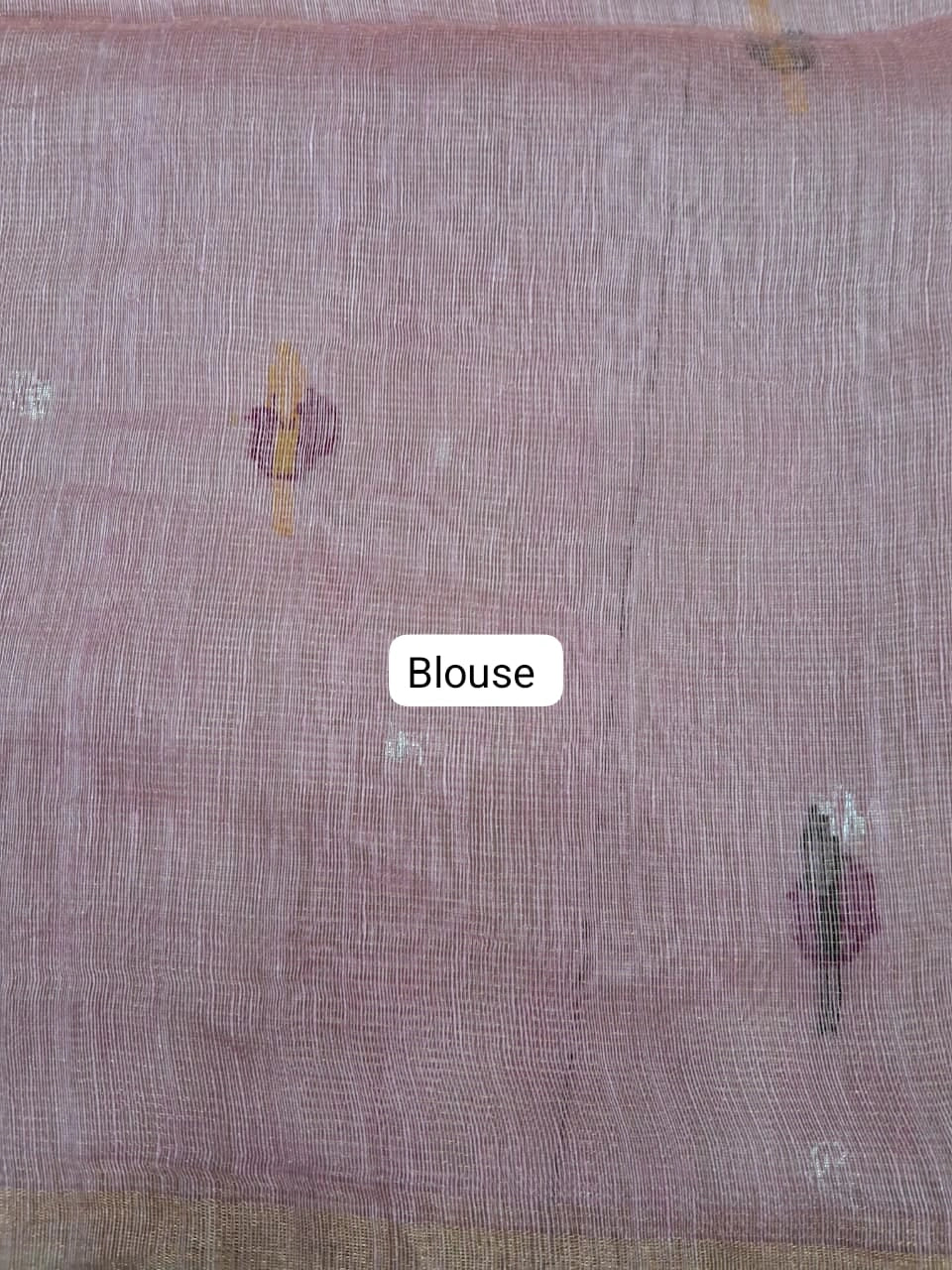 Baby Pink Pure Silk Linen Saree Blouse