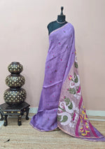 Light Lavender Pure Silk Linen Saree