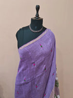 Light Lavender Pure Silk Linen Saree 1