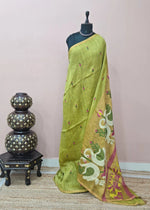 Light Green Pure Silk Linen Saree