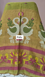 Light Green Pure Silk Linen Saree Pallu
