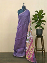 Light Purple Pure Silk Linen Saree
