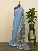 Elegant Grey Pure Silk Linen Saree
