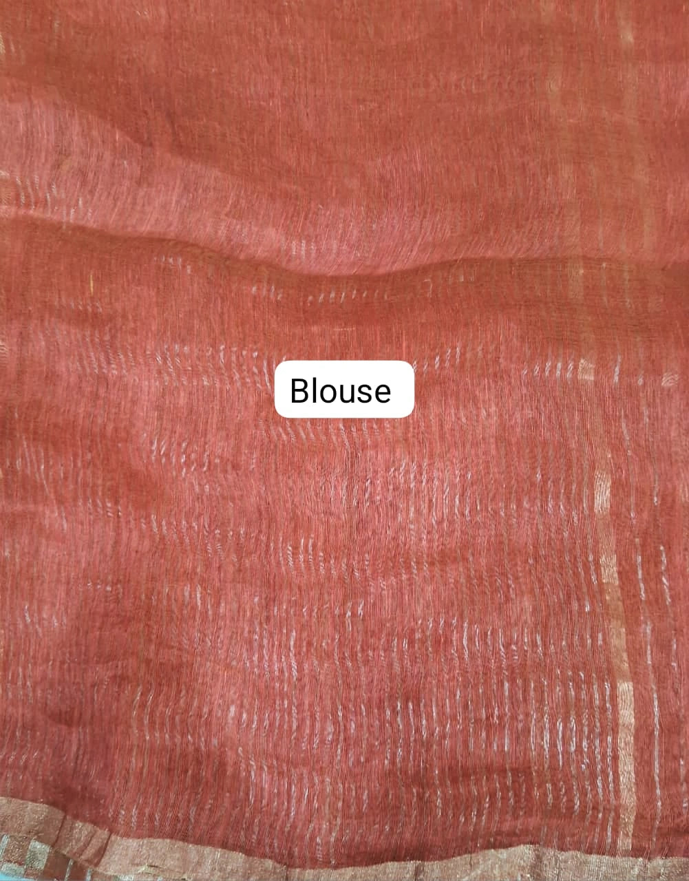 Dark Orange Pure Silk Linen Saree Blouse