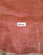 Dark Orange Pure Silk Linen Saree Blouse