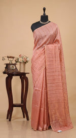 Graceful Light Peach Pure Silk Linen Saree