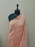 Graceful Light Peach Pure Silk Linen Saree 1