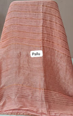 Graceful Light Peach Pure Silk Linen Saree Pallu