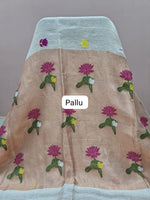 Off-White Pure Silk Linen Saree pallu