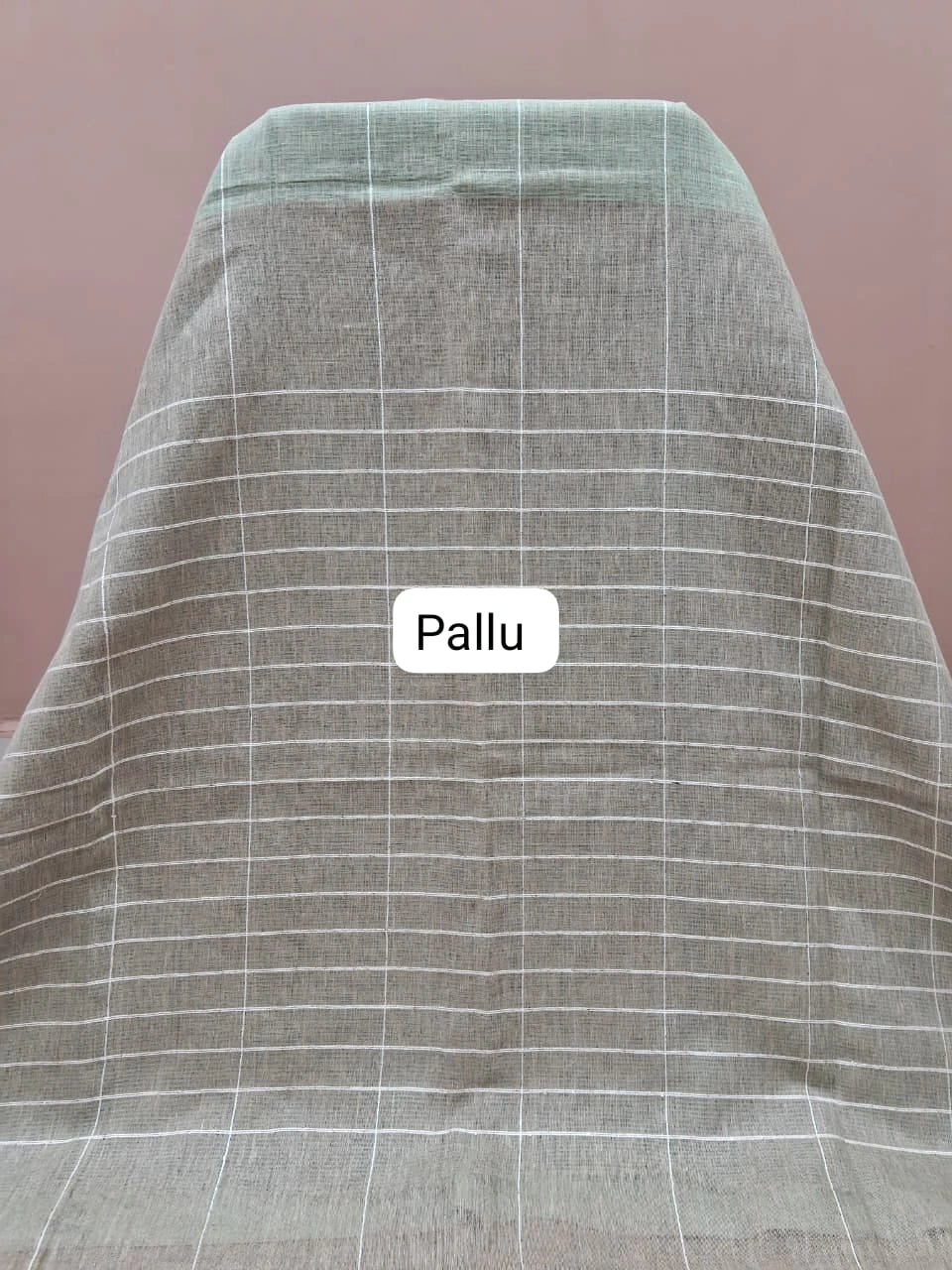 Light Mint Green Pure Linen Saree pallu