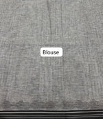 Metal Grey Pure Linen Saree Blouse
