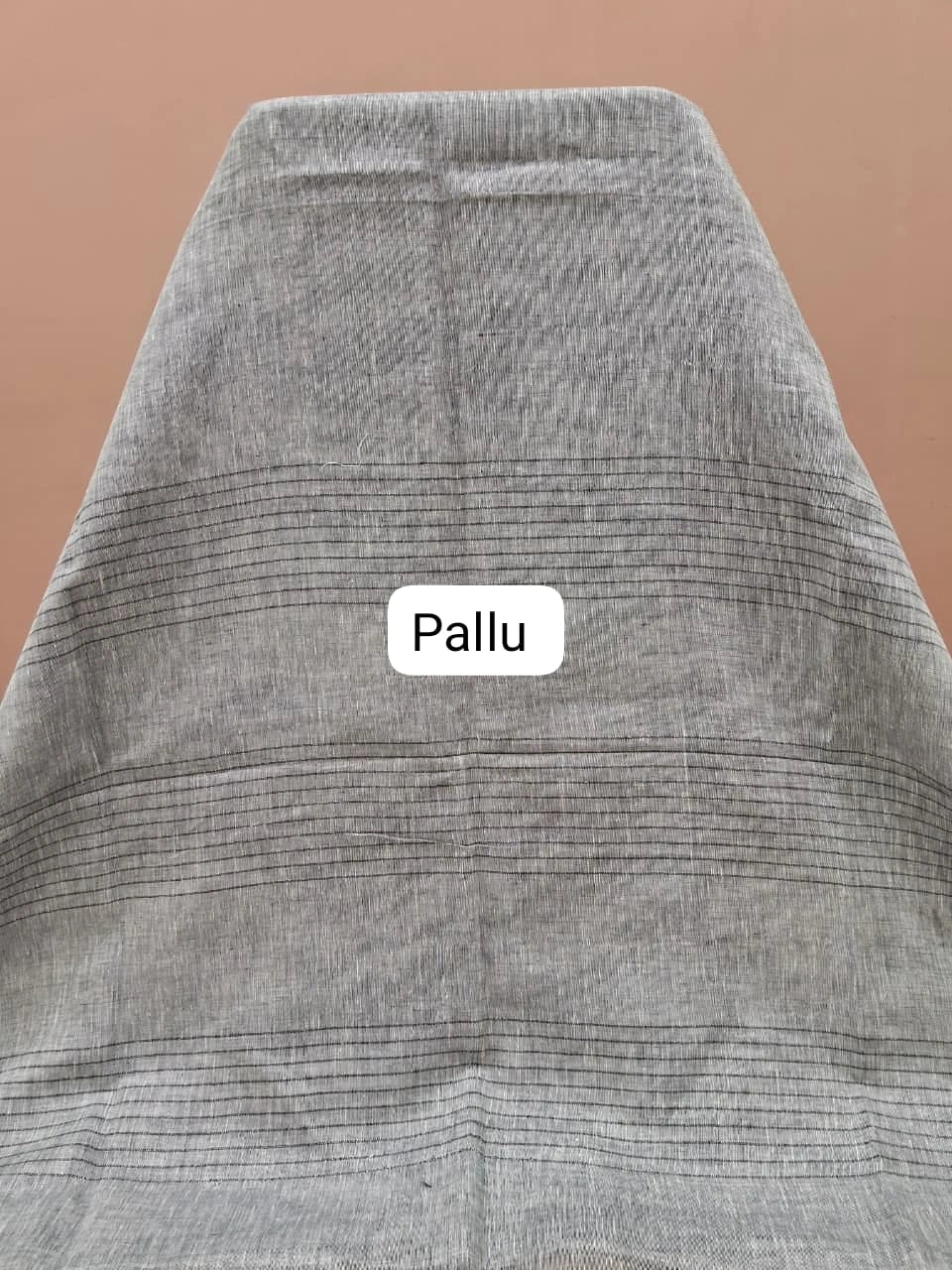 Metal Grey Pure Linen Saree pallu