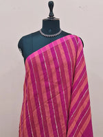 Pink and orange striped pure organic linen saree2
