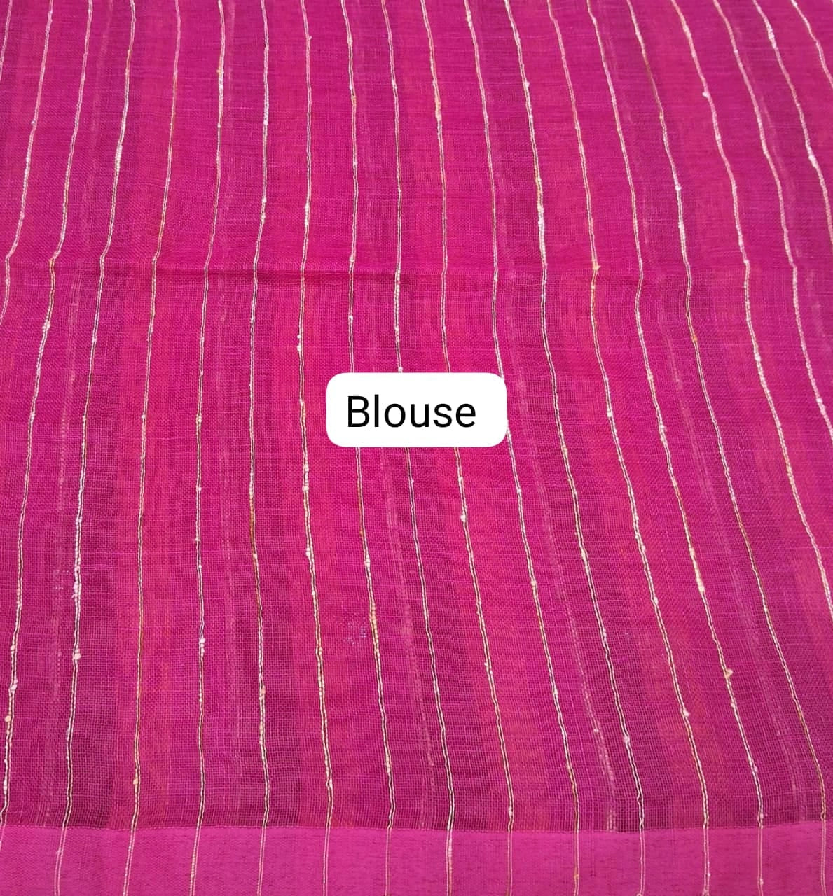 SPL035001Pink and orange striped pure organic linen saree Blouse