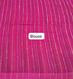 SPL035001Pink and orange striped pure organic linen saree Blouse
