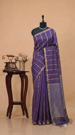 Purple Pure Silk Linen Saree
