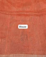 Dark Orange Pure Silk Linen Saree Blouse