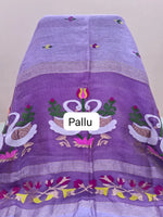 Lavender Pure Silk Linen Saree Pallu