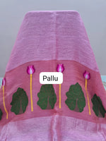 Rose Pink Pure Silk Linen Saree Pallu