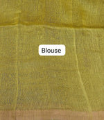 Green Pure Silk Linen Saree Blouse