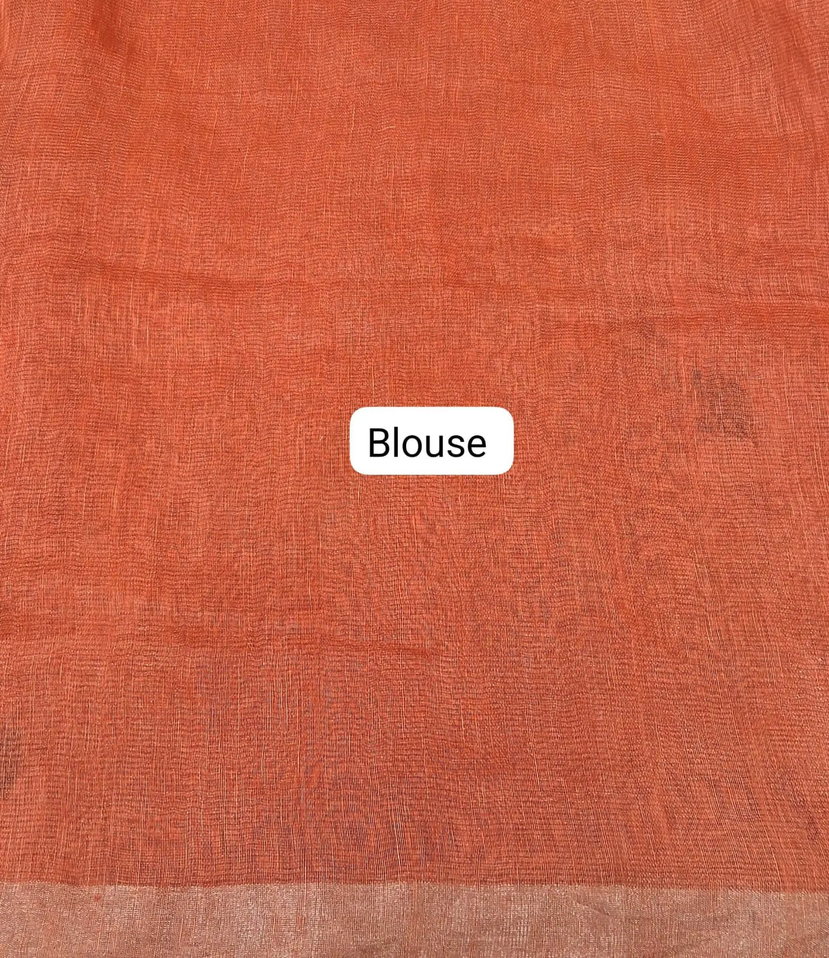 Orange Pure Silk Linen Saree Blouse